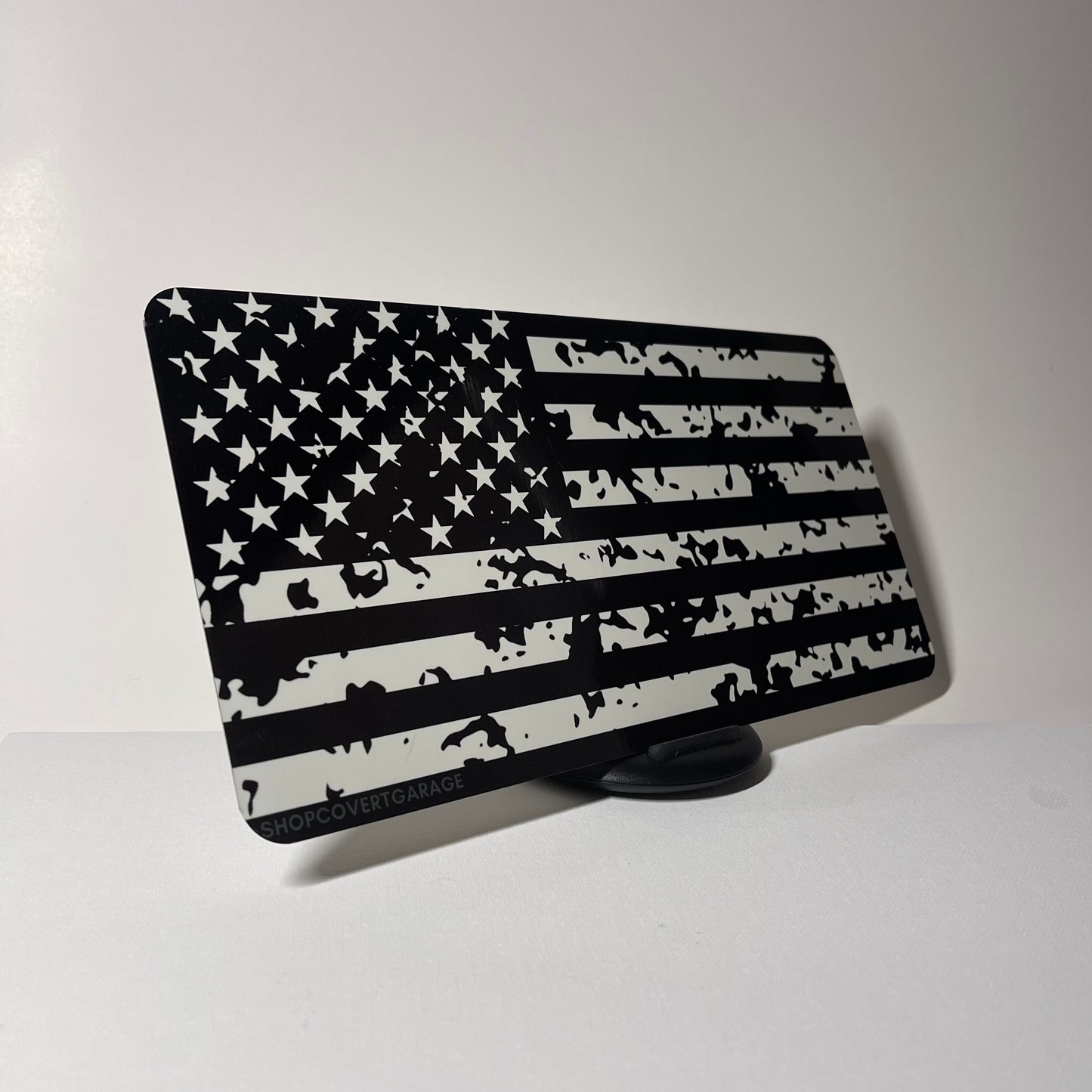 White Ragged American Flag License Plate Cover - Clearance