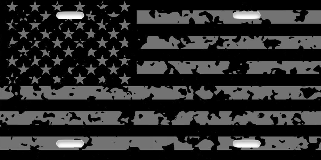 Ragged American Flag License Plate