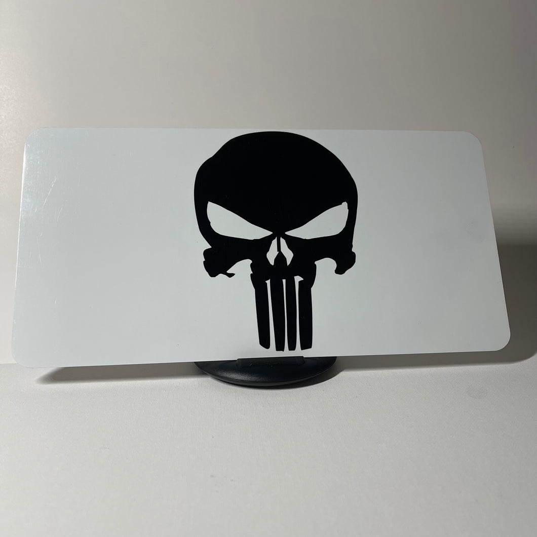 White Punisher License Plate Cover - Clearance